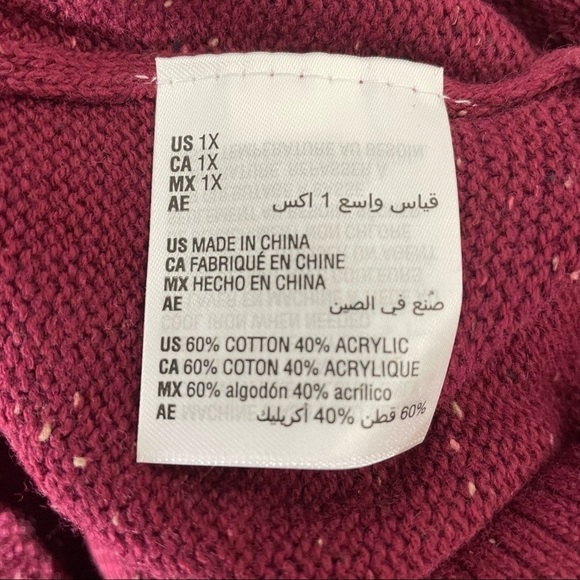 Karen Scott Plus red speckle mock neck sweater NWT 1X - Picture 6 of 6